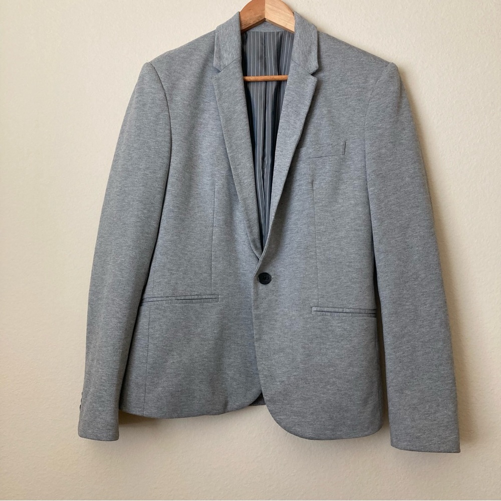 Zara Collection Gray Pinstripe One Button Blazer - Picture 2 of 8